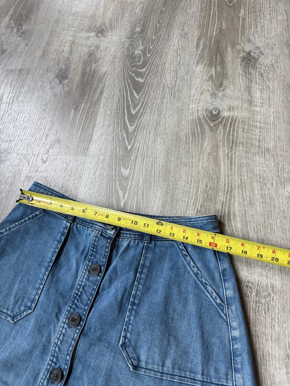 Boden Denim A line button down Mini Skirt w/ patch pockets utility cargo retro - Picture 5 of 8